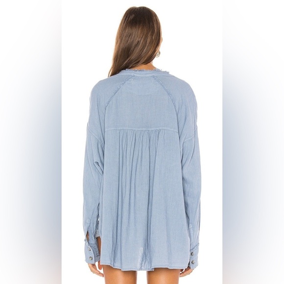 Free People 'Keep It Simple' Button Down in SHELL PINK (XS) - Picture 2 of 7